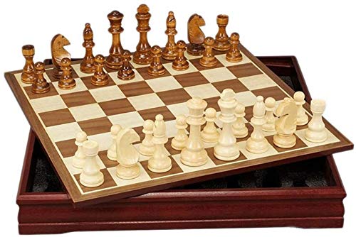 Klassisches Schachspiel Holzschachspiel Dame Backgammon Reiseschachspiel aus Holz Holzschachfiguren Reise Internationales Schachbrettspielset von FGDIUCVN
