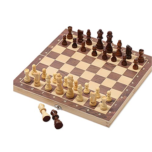 Klassisches magnetisches internationales Schachspiel aus Holz, zusammenklappbares tragbares Schachbrett, handgeschnitzte Schachfiguren, Anfänger von FGDIUCVN