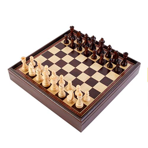 Lustiges Holzschach, tragbares Reiseschach mit Aufbewahrungsbox zur einfachen Aufbewahrung von Schachfiguren, Schachspiele von FGDIUCVN