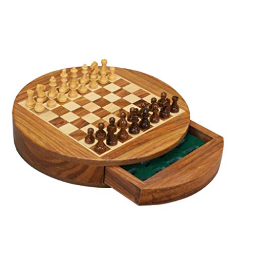 Magnetisches Reiseschach aus Holz, tragbares Schachspiel, Schubladentyp mit Stauraum, Schachbrett, Luxus-Lernspielzeug, Geschenk-Schachspiele von FGDIUCVN