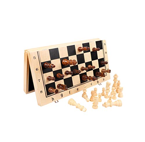 Magnetisches Schachspiel – Klappbrett, handgefertigtes tragbares Reise-Schachbrettspielset mit Spielaufbewahrungsfächern – Schachspiel für Anfänger für Kinder und Erwachs von FGDIUCVN