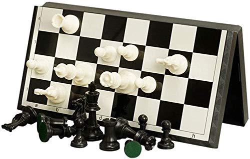 Magnetisches Schachspiel aus Kunststoff für Erwachsene, tragbares, faltbares Schachspielzeug in Schwarz und Weiß für Schüler, 37 x 37 cm, Training und Unterricht für Anfä von FGDIUCVN