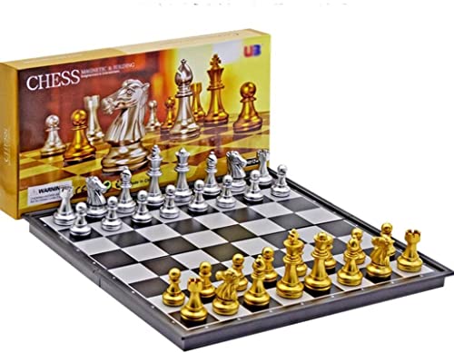 Puzzle-Schachspiel, zusammenklappbares magnetisches Reise-Schachspiel, internationales Schach aus Kunststoff, Geschenk für Reiseschachliebhaber und -lernende, Schachspie von FGDIUCVN