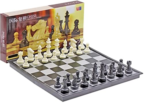 Puzzle-Schachspiel, zusammenklappbares magnetisches Reise-Schachspiel, internationales Schach aus Kunststoff, Geschenk für Reiseschachliebhaber und -lernende, Schachspie von FGDIUCVN