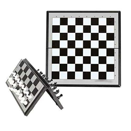 Reise-Schachbrett, magnetisches Schachspiel, zusammenklappbare Brettspiele mit Aufbewahrungsfächern für Spielsteine, tragbare Reise-Schachbrettspielspiele, Schachspielset von FGDIUCVN