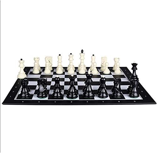 Reise-Schachspiel, Schach- und Dame-Set, zusammenklappbares Standard-Schachspielset aus Leder, Geschenk für Internationale Schachliebhaber/Anfänger und Lernende für Kinde von FGDIUCVN