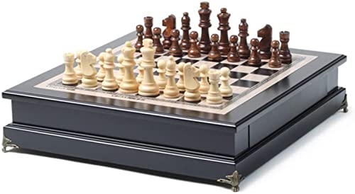 Reise-Schachspiel Deluxe Internationales Schach, handgefertigtes Schachspiel aus Holz mit integrierter Aufbewahrungsbox, tragbares Reise-Schachbrettspiel für Kinder und E von FGDIUCVN