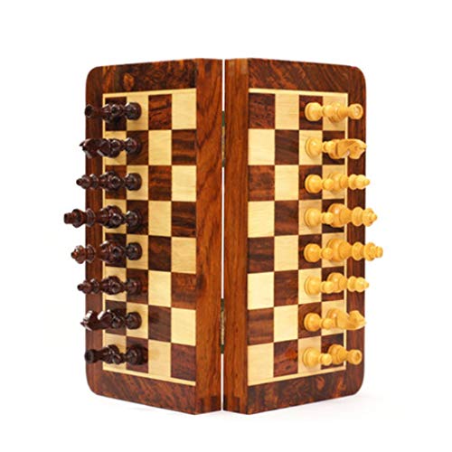 Reiseschach aus Holz, tragbares Schachspiel, Faltbare Aufbewahrung, innerer Schlitz, Schachbrett, pädagogisches Spielzeug, Schachgeschenke von FGDIUCVN