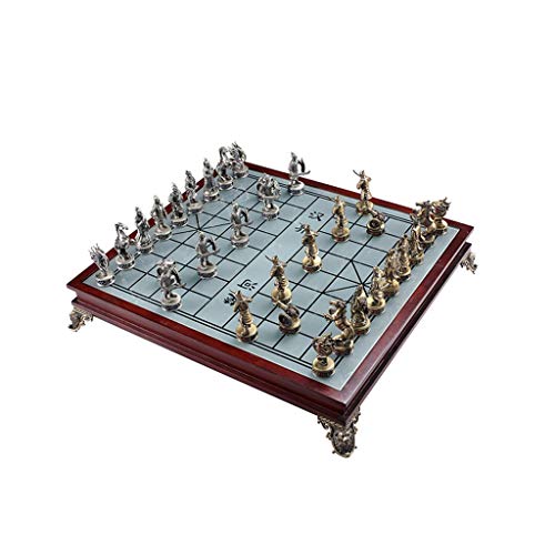 Reiseschachbrett Chinesisches Schach Kreative dreidimensionale Figur Massivholzornamente Emaille-Farbschachbrett Eltern-Kind-Set Geschenk-Schachspiel-Set von FGDIUCVN