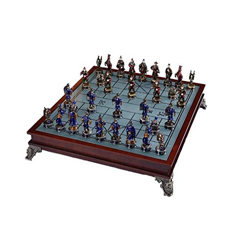 Reiseschachbrett Chinesisches Schach Kreative dreidimensionale Figur Massivholzornamente Emaille-Farbschachbrett Eltern-Kind-Set Geschenk-Schachspiel-Set von FGDIUCVN