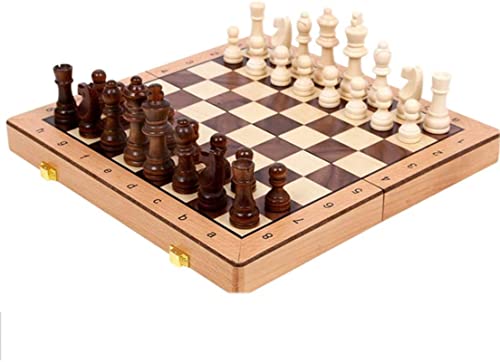 Reiseschachspiel, internationales Schachspiel aus Holz, faltbares Schachbrett mit Innenaufbewahrung, Reiseschachspiel für Kinder, Erwachsene | Profis, Amateure für Kinder von FGDIUCVN