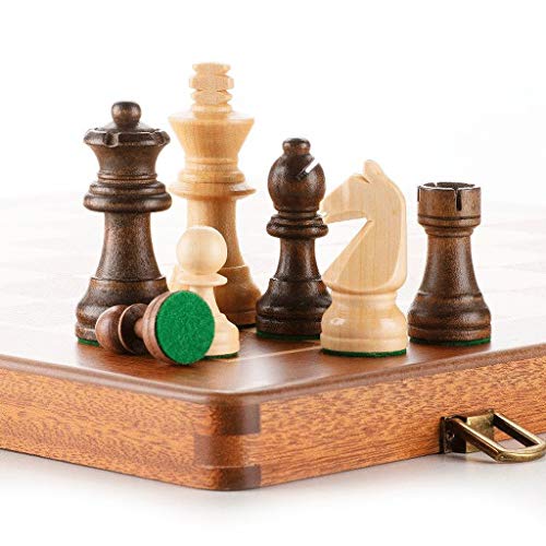 Reiseschachspiel aus Holz, Spielbrett mit Schachfiguren-Aufbewahrungsschlitz, 15-Zoll-Faltschachbrettspiele für Erwachsene und Kinder, Geschenk von FGDIUCVN