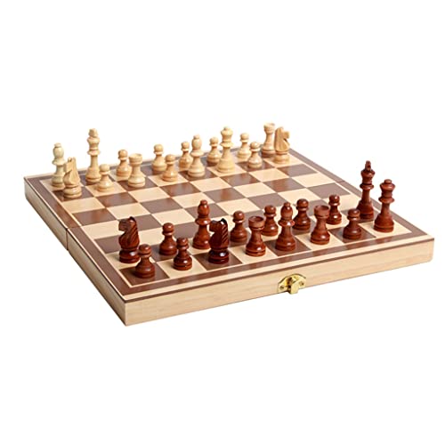 Reiseschachspiele für Erwachsene, zusammenklappbares Schachspiel, 11,4-Zoll-Schachbrettset aus Holz mit Aufbewahrung der Figuren, tragbares Reiseschachspielset für Erwac von FGDIUCVN
