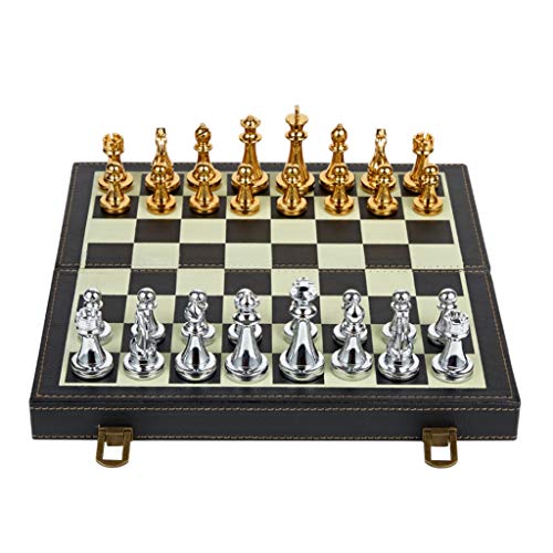 Schach Faltbares High-End-Schachspiel mit internem Speicher Metallglänzendes Schach Klappbares Schachbrett Professionelle Schachspiele Schachspiel von FGDIUCVN