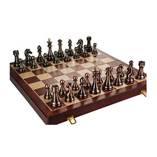 Schach Faltbares Schachspiel aus Holz, Schachbrettspiel mit handgefertigter Schachfigur und Aufbewahrungsfächern, tolles Schachspiel als Reisespielzeug-Geschenk,C von FGDIUCVN