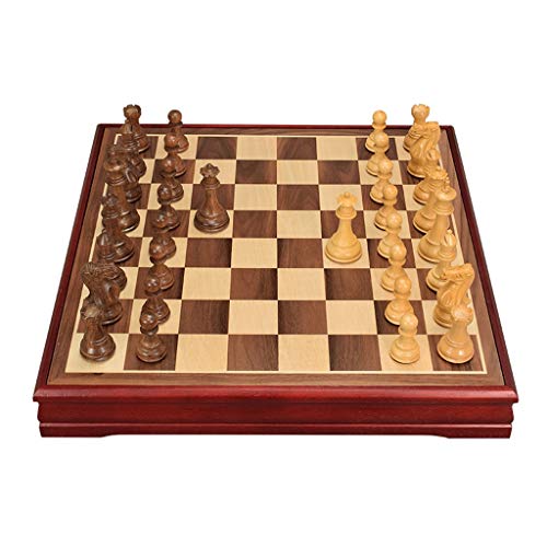 Schach Hochwertige Schachfiguren aus Massivholz Großes dreidimensionales Schachbrett aus Holz speziell für Schachspiele Schachsets von FGDIUCVN