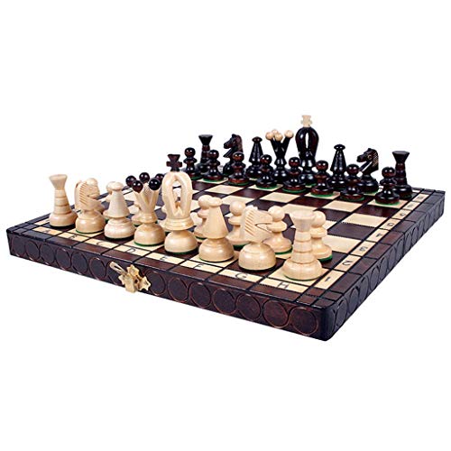 Schach Holzschachspiel 11,8 x 11,8 Zoll Faltbares tragbares Holzschachspiel mit handgefertigten Schachfiguren Schachspielbrettset mit Aufbewahrung für Kinderschachspiel von FGDIUCVN