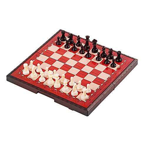Schach Schach Reiseschachspiel Kunststoffschachspiel mit klappbarem magnetischem Schachbrett Tragbares Schachspiel Brettspiel für Kinder Schachspiel von FGDIUCVN