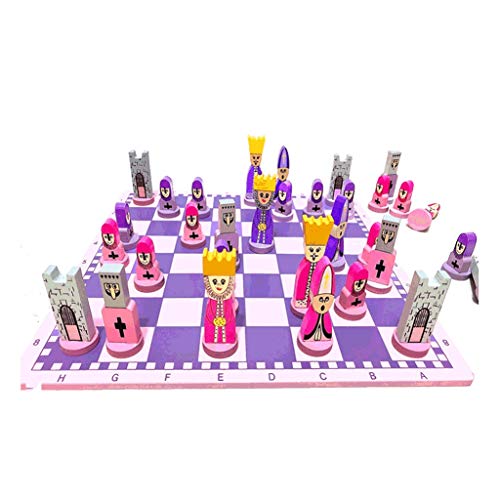 Schach Schachspiel mit Schachfiguren aus Holz, Schachbrett, mit umweltfreundlicher Farbe bemalt, lustiges Schachspiel, Holzbrettspiel, Schachspiel von FGDIUCVN