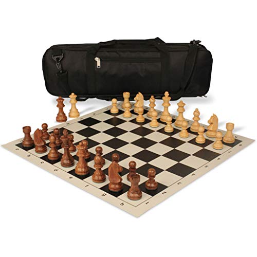 Schach Standard-Turnierschachspiel für Reisespiele Enthält Schachfiguren aus Massivholz, Schachbrett aus Leder, Schachspiel-Rückentasche Schachspiel von FGDIUCVN