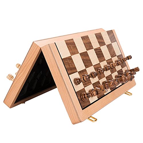 Schachbrett, 15 Zoll, Schachspiel, magnetisches Schachbrettspielset aus Holz mit handgefertigter Schachfigur und 2 zusätzlichen Aufbewahrungsfächern für Damen für Schach von FGDIUCVN