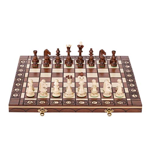 Schachbrett, tragbar, 16,1 Zoll, Holzschachspiel mit klappbarem Brettfach im Inneren des Bretts zur Aufbewahrung der einzelnen Figuren, tragbare Schachbrettspiel-Sets, Sc von FGDIUCVN