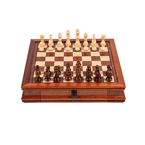 Schachbrett, tragbar, klassisches Schachspiel, magnetische Sammlung aus massivem Holz mit Deluxe-Holzbrett und Aufbewahrung, eingelegt an der Unterseite der Schach-Schac von FGDIUCVN