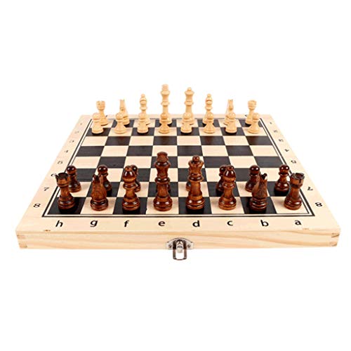Schachbrett, tragbar, zusammenklappbar, magnetisches Schachspiel aus Holz, 2 zusätzliche Damen, mit Aufbewahrungsfächern für Spielsteine, tragbare Reise-Schachbrettspiel von FGDIUCVN