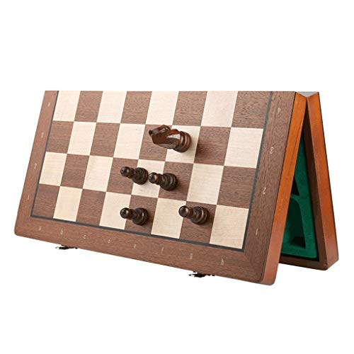 Schachbrett, tragbares, zusammenklappbares Schachspiel aus Holz mit Schachfiguren aus Holz, Schachspielbrett-Set mit Aufbewahrungsfächern, Schachspiel aus Holz, Brettspie von FGDIUCVN