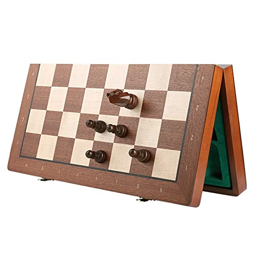 Schachbrett, tragbares 15-Zoll-Schachspiel aus Holz, Mahagoni-Schachbrett mit gefilzter Spielaufbewahrung, Brettinnenseite, zusammenklappbares magnetisches Schachspiel fü von FGDIUCVN