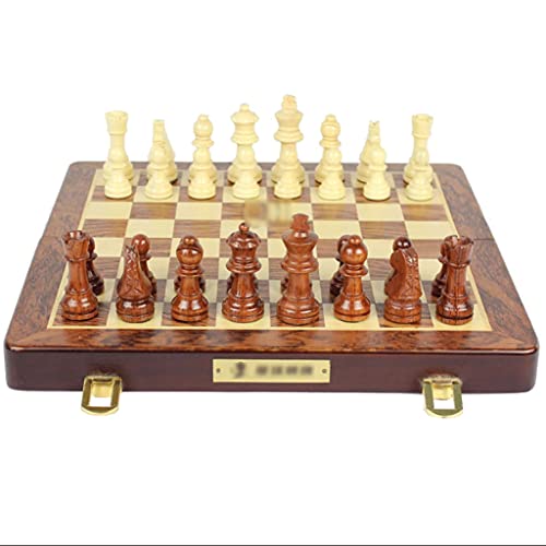 Schachbrett, tragbares Schachspiel aus Holz, Reiseschachbrettspielset aus Holz mit handgefertigter Schachfigur und klappbarem Schachbrett für Kinder und Erwachsene, 11,8 von FGDIUCVN