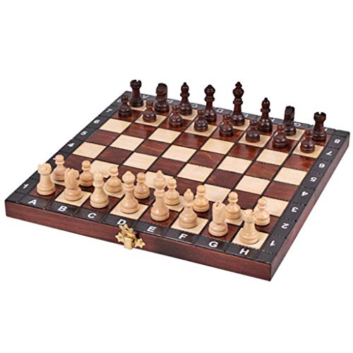 Schachbrett, tragbares Schachspiel aus Holz, tragbares, zusammenklappbares Schachbrett, handgefertigte Schachfiguren aus Massivholz, internationales Schachspiel für Kind von FGDIUCVN