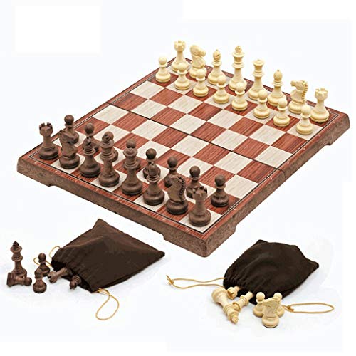 Schachbrett, tragbares Schachspiel aus Holz mit klappbarem Brett, Aufbewahrungsfächern für Schachfiguren, magnetische Reise-Schachbrettspiel-Sets für Anfänger, Kinder un von FGDIUCVN