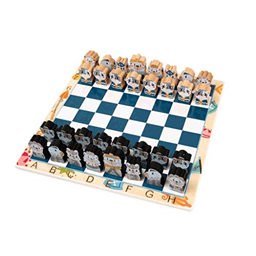 Schachbrett, tragbares Schachspiel für die Kindererziehung, Brettspiel für 2 Spieler mit Schachfiguren aus Kunststoff, süßes Schachbrett und 65 cm Kordelzug, 11,8 Zoll Sc von FGDIUCVN