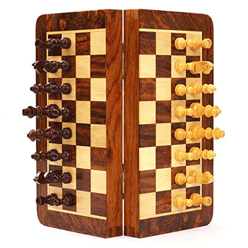 Schachbrett, tragbares Schachspiel mit klappbarem Schachbrett aus Holz und klassischen Standardfiguren und Aufbewahrungsbox, internationales Schachspiel aus Palisander, von FGDIUCVN