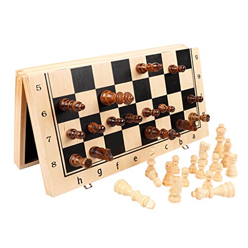 Schachbrett, tragbares magnetisches Schachspiel, zusammenklappbares Schachspiel aus Holz, handgefertigte Schachfiguren, Schachbrett aus Massivholz, internationales Schac von FGDIUCVN