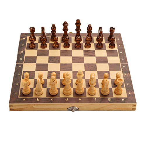 Schachbrett, tragbares magnetisches Schachspiel aus Holz mit Schachfiguren und Aufbewahrungsfächern, inkl. 2 zusätzlichen Damen, für Erwachsene und Kinder, Schachspiele von FGDIUCVN