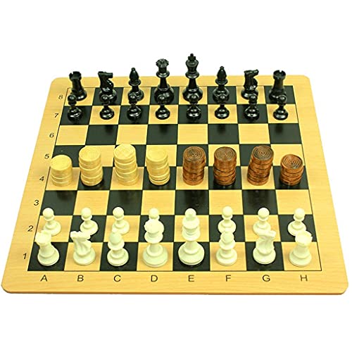 Schachbrett 2-in-1-Schachspiel mit Holzschachbrett, Reiseschachspiel 13 x 13 Zoll, aufrollbares Schachbrett, Schachbrettset für Anfänger, Kinderschachspiel von FGDIUCVN