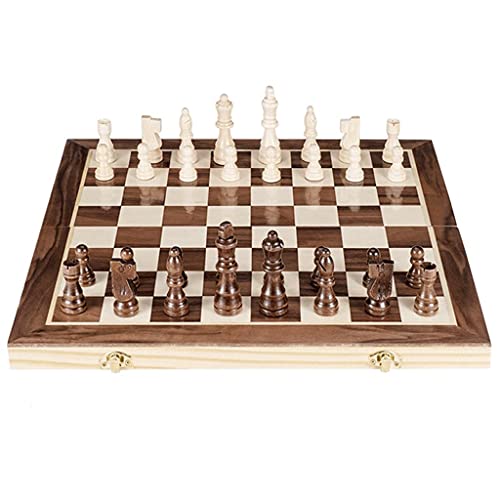Schachbrett Schachspiel Handgefertigtes, zusammenklappbares magnetisches Schachbrettset aus Holz mit 2 zusätzlichen Damen für Schachfiguren, Größe 15 x 15 Zoll, tragbare von FGDIUCVN