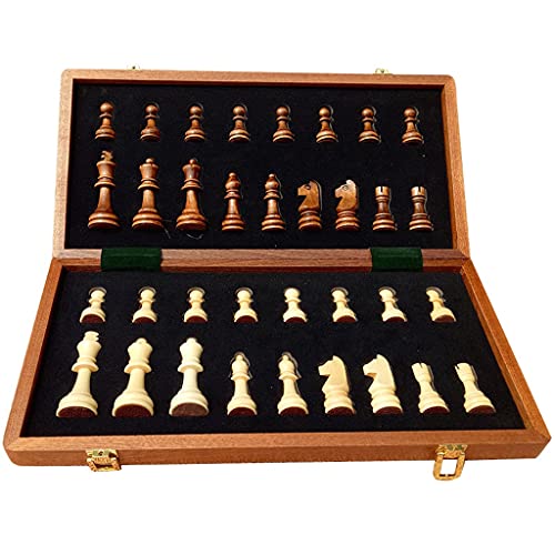 Schachbrett Schachspiel aus Walnussholz Eingebettetes Schachspiel Turnier Staunton Holzschachbrettspielset mit 2 zusätzlichen Königinnen und Aufbewahrungsschachspielen von FGDIUCVN