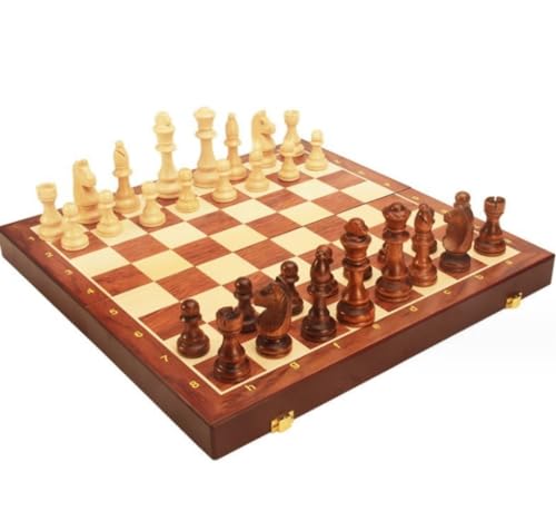 Schachbrett-Set, Schachspiel, Schachspiel, faltbares Schachspiel aus Holz mit internem Speicher, internationales faltbares tragbares Schachbrett, Schachspiel, Schachbrett von FGDIUCVN