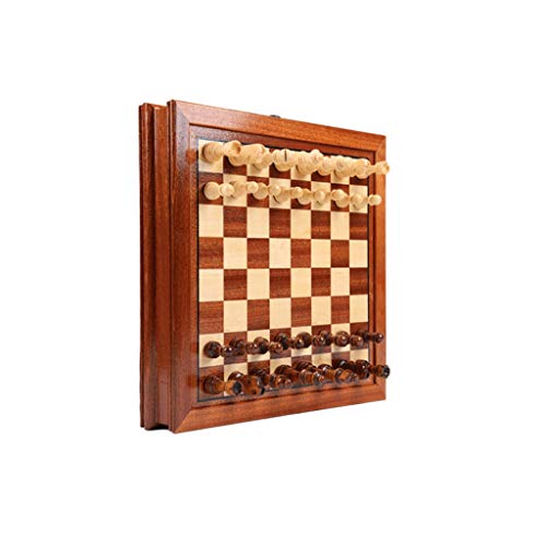 Schachbrett Tragbares Schachspiel Massivholzbrett mit Schublade Magnetisches Schachspiel Schach, für Zuhause, Geschenk, Spielschachspiele von FGDIUCVN