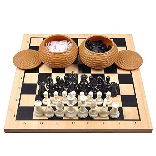 Schachbrett Tragbares internationales Schachspiel mit Schachbrett 2 Schachboxen zur Aufbewahrung Schachfiguren aus Kunststoff Kleine Aufbewahrungstaschen 2-in-1-Schachsp von FGDIUCVN