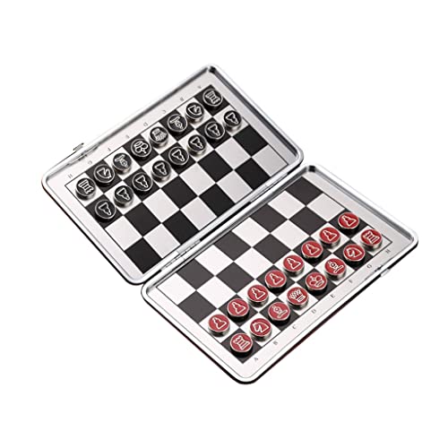 Schachspiel, 11,2 Zoll faltbares magnetisches Schach, Schachbrettset aus legiertem Stahl, tragbares Reiseschachspielset zum Mitnehmen für Anfänger, Schachspiel für Anfän von FGDIUCVN