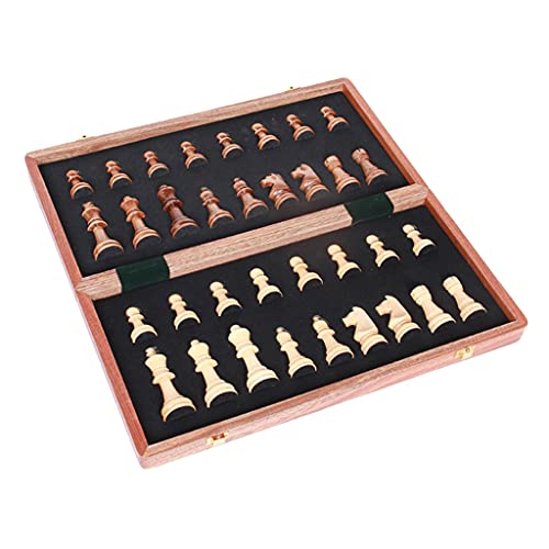 Schachspiel, 15 x 15 Zoll, handgefertigtes, faltbares Schachbrett aus Holz mit Aufbewahrung und zusätzlichen Damen für Schachfiguren, Reiseschachspiel von FGDIUCVN