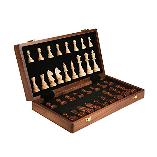 Schachspiel, 17,7-Zoll-Schachbrettspielset aus Holz mit handgefertigter Schachfigur und Aufbewahrungsfächern für Kinder und Erwachsene von FGDIUCVN