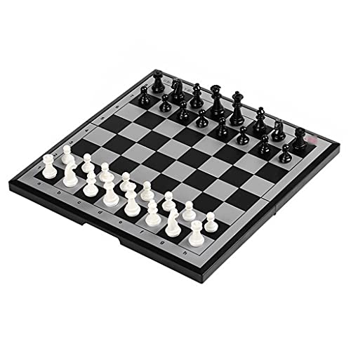 Schachspiel, Schach-Reiseschachspiel, Kunststoff-Schachspiel mit klappbarem magnetischem Schachbrett, tragbares Schachspiel, Brettspiel für Kinder, Schach für Erwachsene von FGDIUCVN