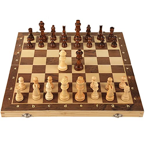 Schachspiel, magnetisches Schachspiel aus Holz für Erwachsene und Kinder, zusammenklappbares Brett mit Aufbewahrungsfächern, tragbare Reise-Schachbrettspielsets - 2 zusä von FGDIUCVN