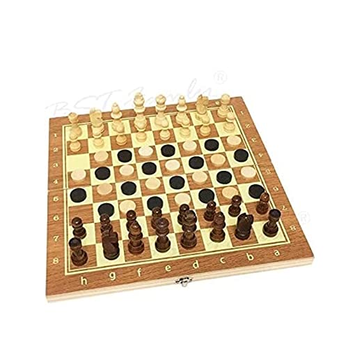 Schachspiel International 3 in 1 Holzschachspiel, Backgammon-Dame Reiseschachspiel Holzschach Schachspiel volle Größe von FGDIUCVN