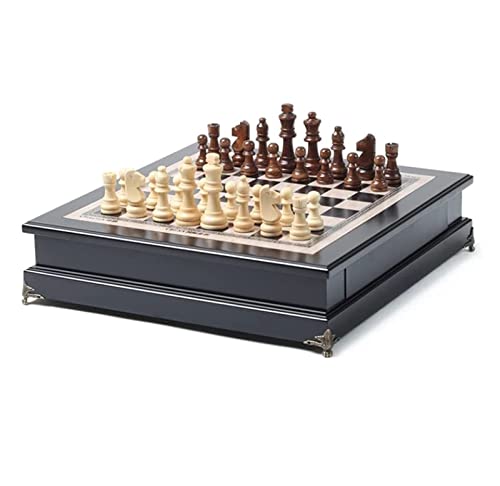 Schachspiel Internationales 15,1-Zoll-Schachbrettspiel mit integrierten Aufbewahrungsschubladen Tragbares Reiseschach Geburtstagsgeschenk Schachbrettspiele von FGDIUCVN